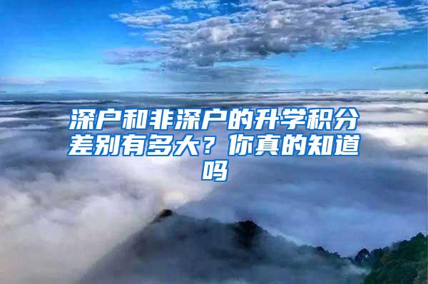 深户和非深户的升学积分差别有多大？你真的知道吗