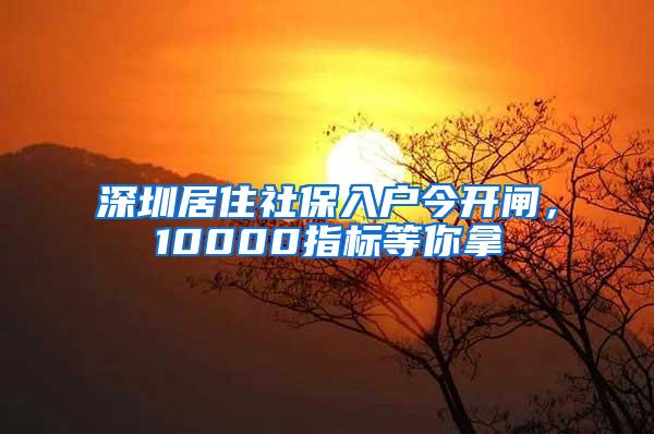 深圳居住社保入户今开闸，10000指标等你拿