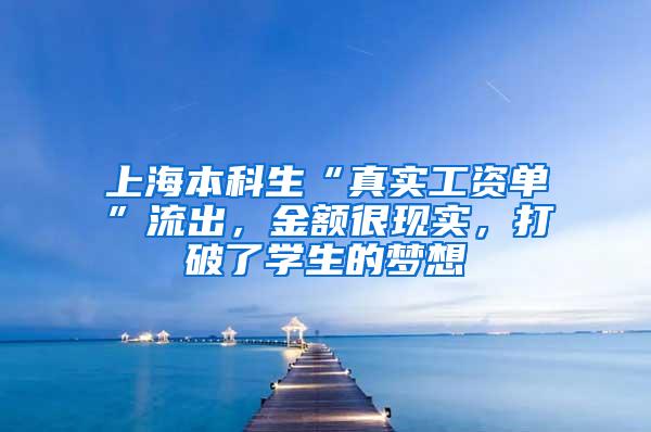 上海本科生“真实工资单”流出，金额很现实，打破了学生的梦想