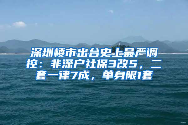 深圳楼市出台史上最严调控：非深户社保3改5，二套一律7成，单身限1套