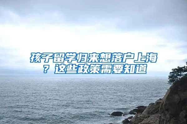 孩子留学归来想落户上海？这些政策需要知道