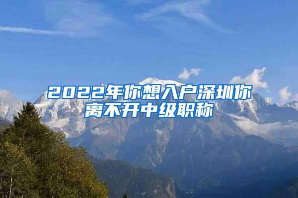 2022年你想入户深圳你离不开中级职称