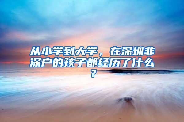 从小学到大学，在深圳非深户的孩子都经历了什么？