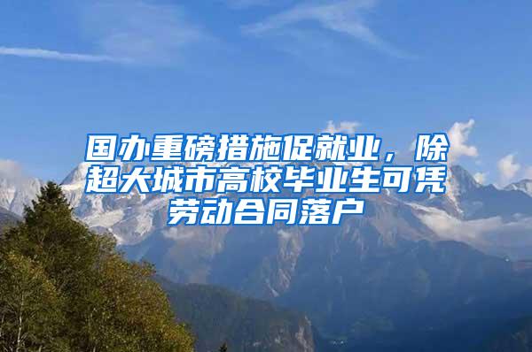 国办重磅措施促就业，除超大城市高校毕业生可凭劳动合同落户