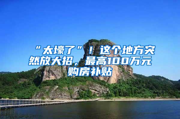 “太壕了”！这个地方突然放大招，最高100万元购房补贴