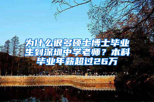 为什么很多硕士博士毕业生到深圳中学老师？本科毕业年薪超过26万