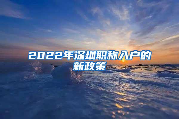 2022年深圳职称入户的新政策