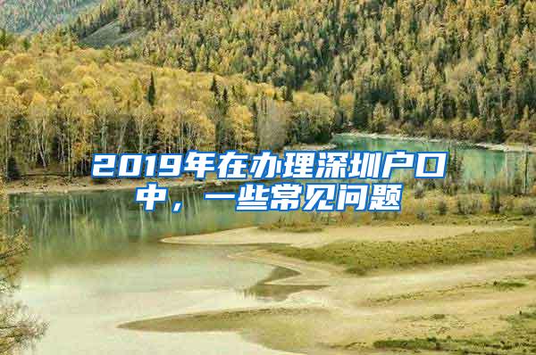 2019年在办理深圳户口中，一些常见问题