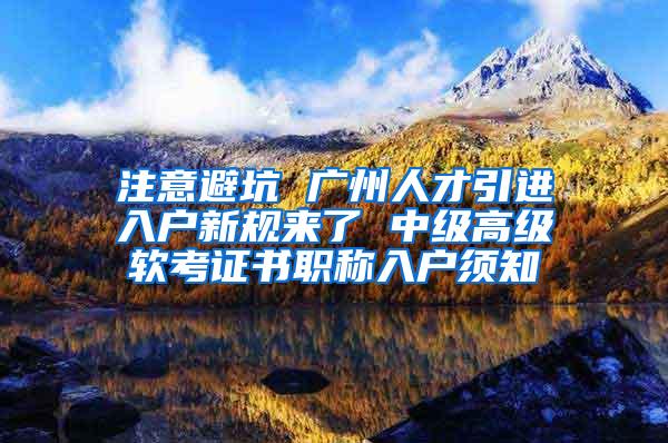 注意避坑 广州人才引进入户新规来了 中级高级软考证书职称入户须知