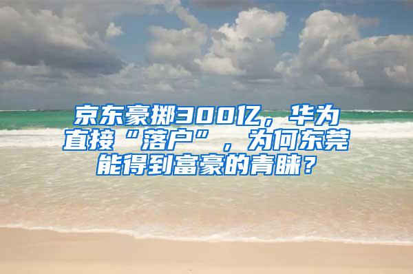 京东豪掷300亿，华为直接“落户”，为何东莞能得到富豪的青睐？