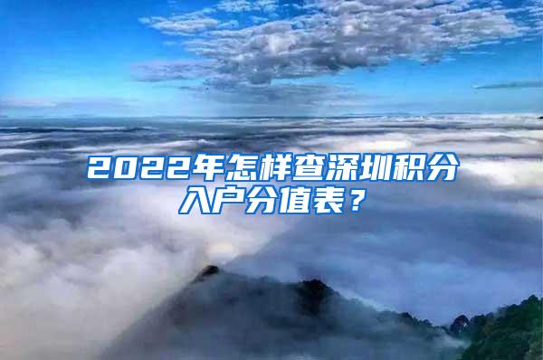 2022年怎样查深圳积分入户分值表？