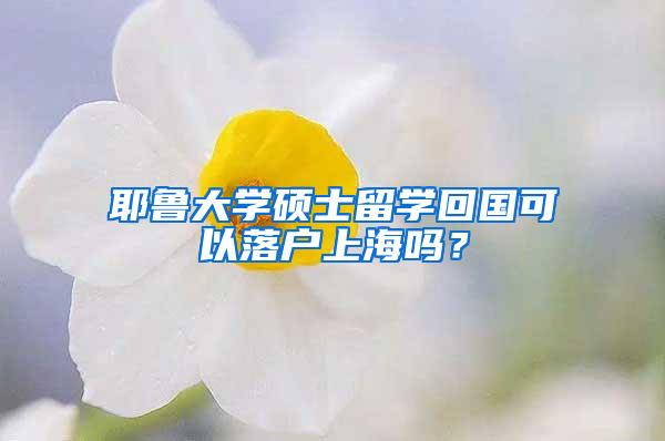 耶鲁大学硕士留学回国可以落户上海吗？