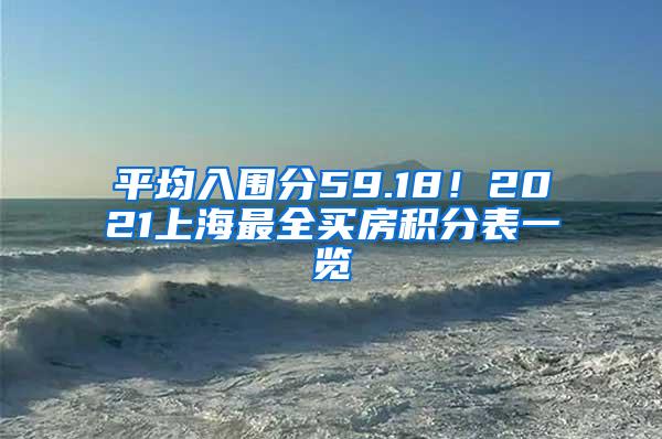 平均入围分59.18！2021上海最全买房积分表一览