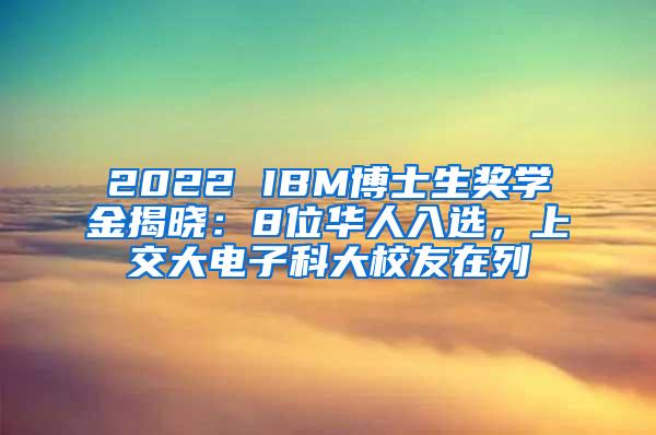 2022 IBM博士生奖学金揭晓：8位华人入选，上交大电子科大校友在列