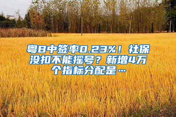 粤B中签率0.23%！社保没扣不能摇号？新增4万个指标分配是…