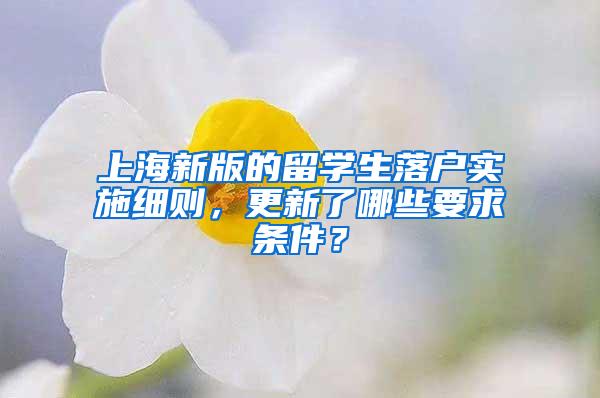 上海新版的留学生落户实施细则，更新了哪些要求条件？