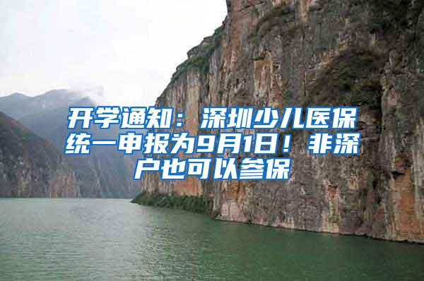 开学通知：深圳少儿医保统一申报为9月1日！非深户也可以参保