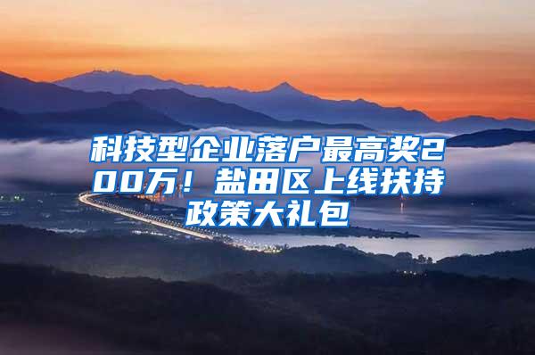 科技型企业落户最高奖200万！盐田区上线扶持政策大礼包