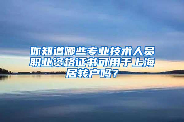 你知道哪些专业技术人员职业资格证书可用于上海居转户吗？