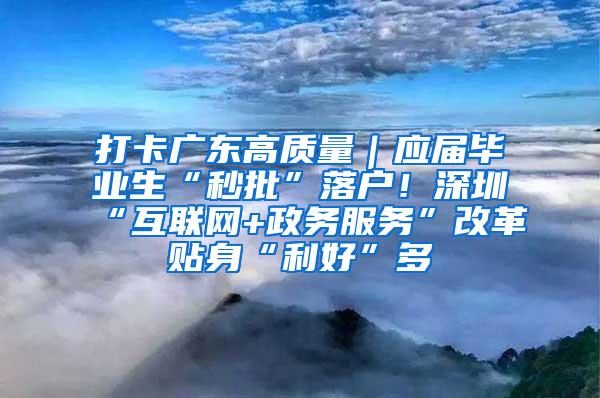 打卡广东高质量｜应届毕业生“秒批”落户！深圳“互联网+政务服务”改革贴身“利好”多