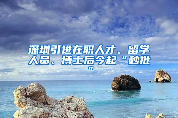 深圳引进在职人才、留学人员、博士后今起“秒批”