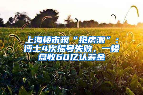 上海楼市现“抢房潮”：博士4次摇号失败，一楼盘收60亿认筹金