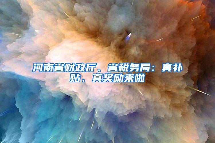 河南省财政厅、省税务局：真补贴、真奖励来啦