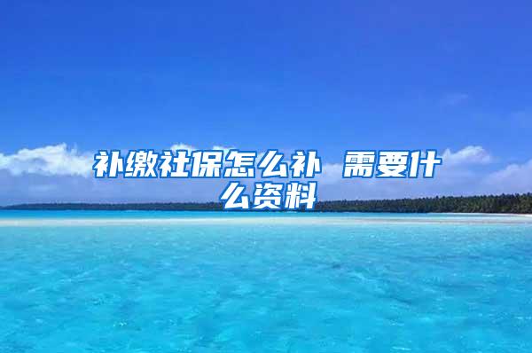 补缴社保怎么补 需要什么资料