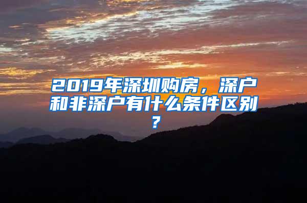 2019年深圳购房，深户和非深户有什么条件区别？