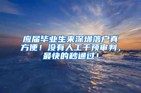 应届毕业生来深圳落户真方便！没有人工干预审判，最快的秒通过！