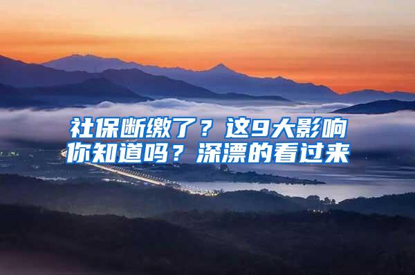 社保断缴了？这9大影响你知道吗？深漂的看过来