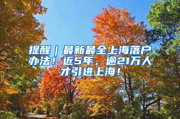 提醒｜最新最全上海落户办法！近5年，逾21万人才引进上海！