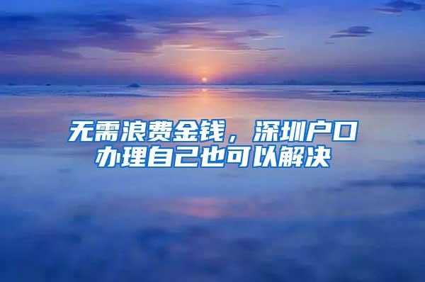 无需浪费金钱，深圳户口办理自己也可以解决