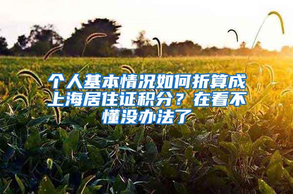 个人基本情况如何折算成上海居住证积分？在看不懂没办法了