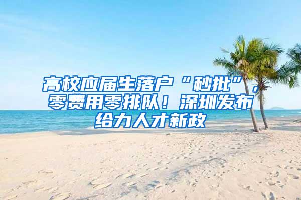 高校应届生落户“秒批”，零费用零排队！深圳发布给力人才新政