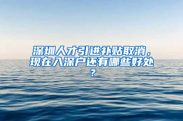 深圳人才引进补贴取消，现在入深户还有哪些好处？