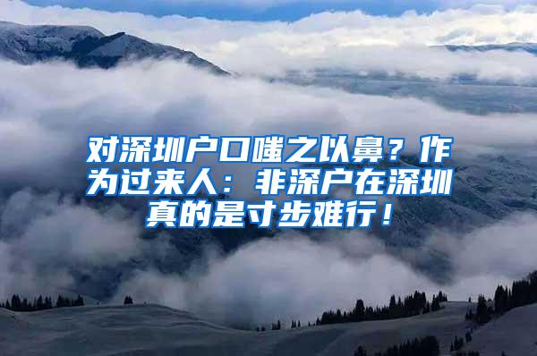 对深圳户口嗤之以鼻？作为过来人：非深户在深圳真的是寸步难行！