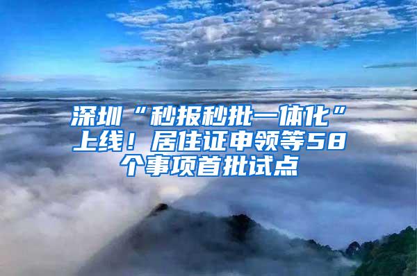 深圳“秒报秒批一体化”上线！居住证申领等58个事项首批试点