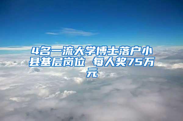 4名一流大学博士落户小县基层岗位 每人奖75万元