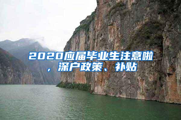 2020应届毕业生注意啦，深户政策、补贴