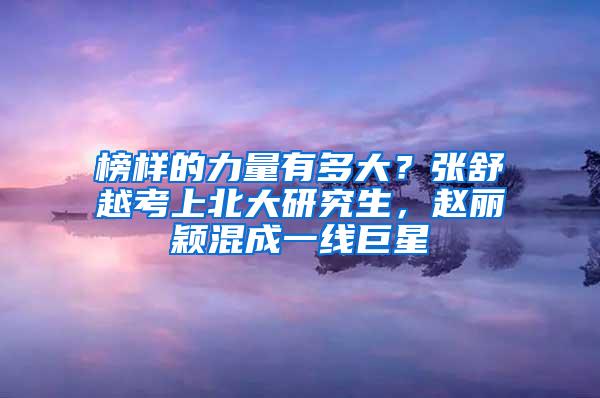 榜样的力量有多大？张舒越考上北大研究生，赵丽颖混成一线巨星