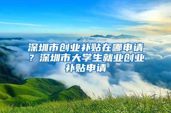 深圳市创业补贴在哪申请？深圳市大学生就业创业补贴申请