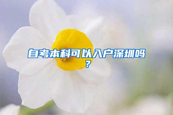 自考本科可以入户深圳吗？