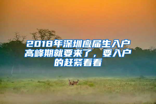 2018年深圳应届生入户高峰期就要来了，要入户的赶紧看看