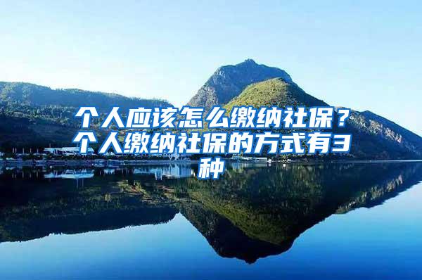 个人应该怎么缴纳社保？个人缴纳社保的方式有3种