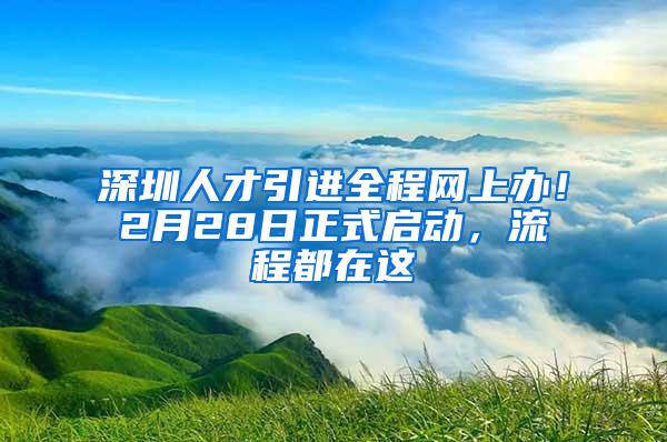 深圳人才引进全程网上办！2月28日正式启动，流程都在这
