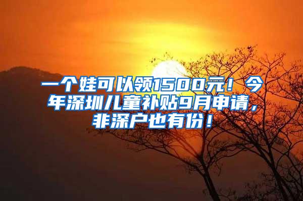 一个娃可以领1500元！今年深圳儿童补贴9月申请，非深户也有份！