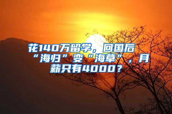 花140万留学，回国后“海归”变“海草”，月薪只有4000？