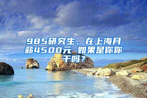 985研究生，在上海月薪4500元 如果是你你干吗？