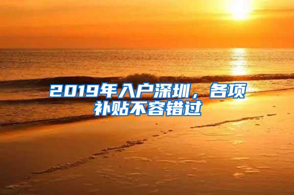 2019年入户深圳，各项补贴不容错过